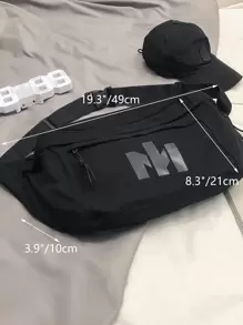 Men Letter Graphic Waist Bag Chest Bag College Bag Dad For Books Multi-Functional Winter Fanny Pack Bum Bag Shoulder Bag Rider Bag Black Bag Student Large Capacity Outdoor Vacation Travel Side Bags Hip Bag Bag For Men Gifts For Men Men Bag Travel Essentials Holiday Essentials Summer Back To School Belt Bag Pack Belt Bag Spring School Supplies Belts - Black - View 4