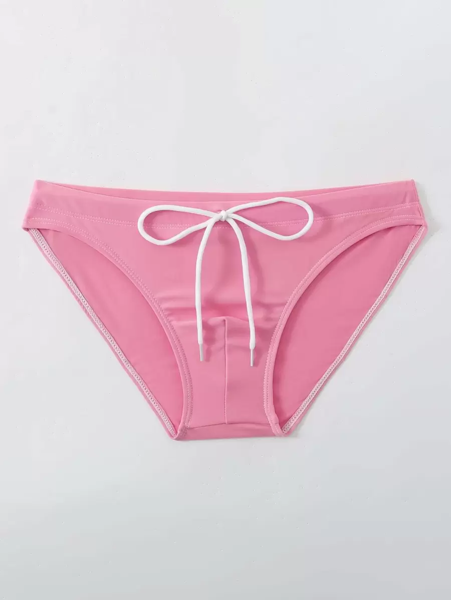 Manfinity Men Knot Front Swim Shorts - Pink - View 1