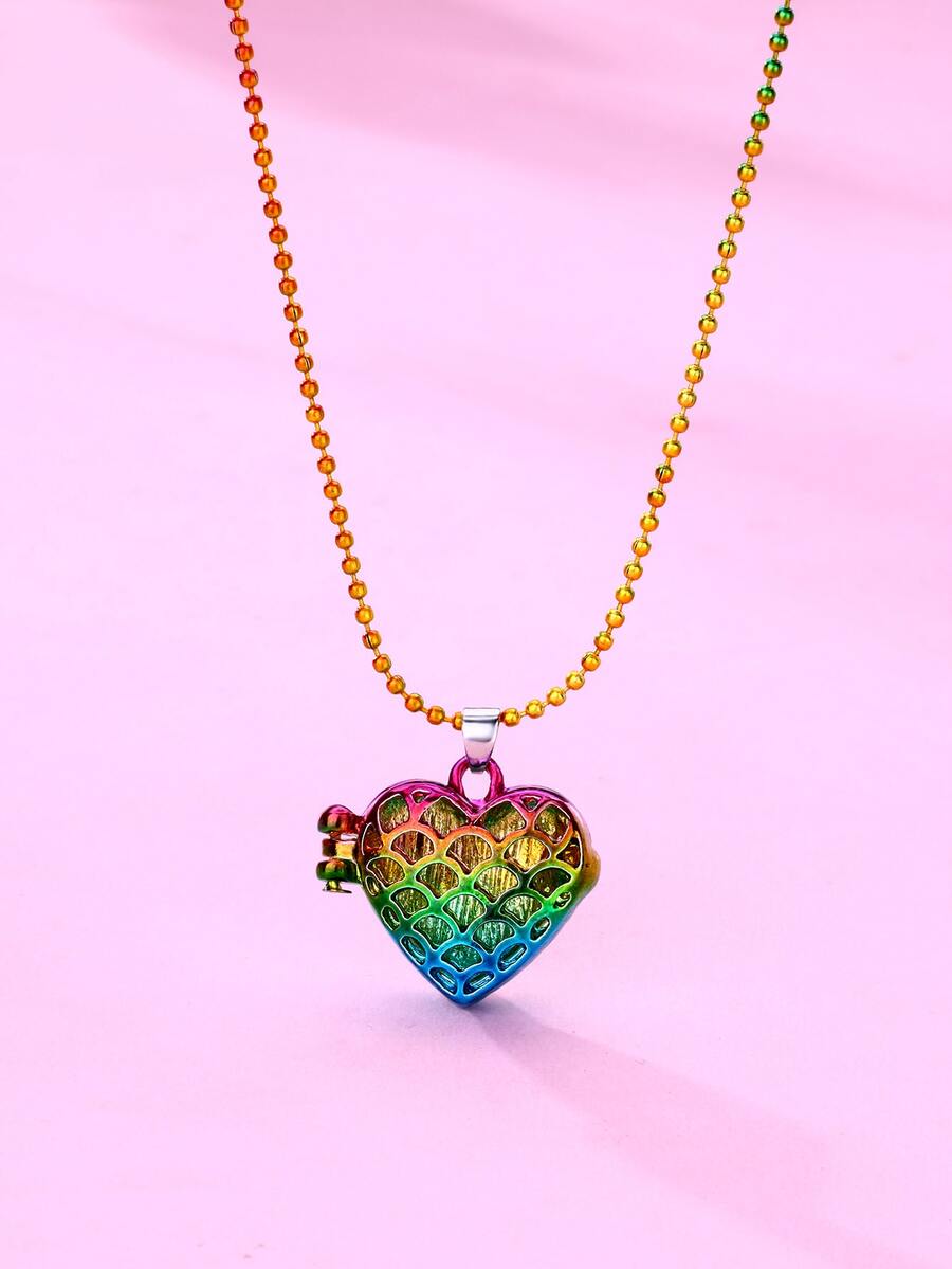Girls Open Heart Locket Necklace | SHEIN USA