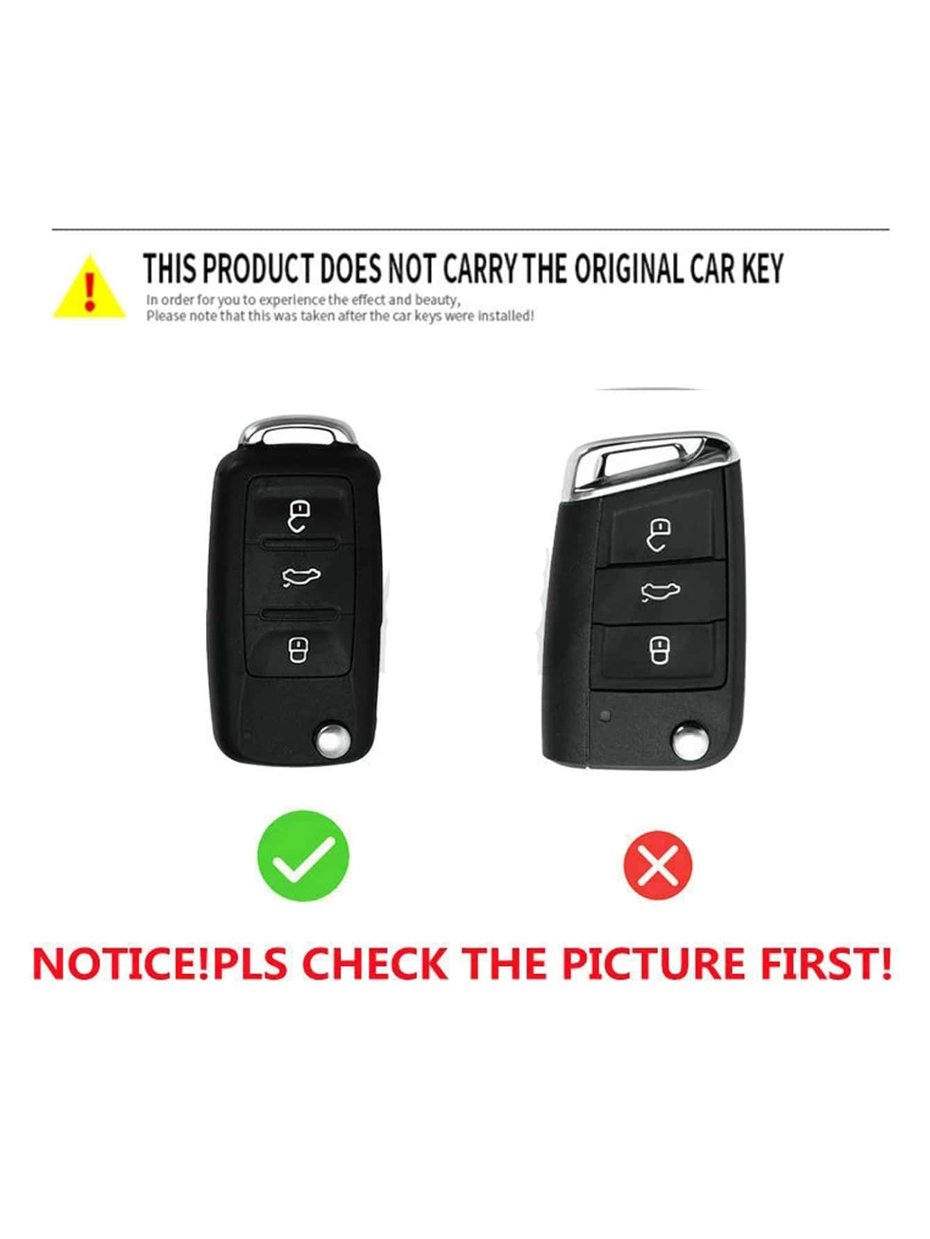 Car Key Case Compatible With Volkswagen, Key Fob Cover, Red Color - Silver - View 4