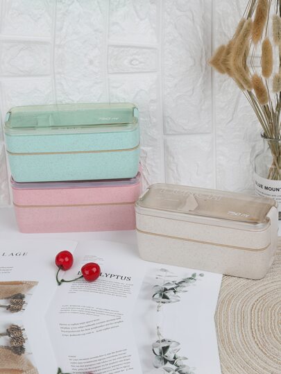 1pc Letter Graphic Portable Random Color Lunch Box