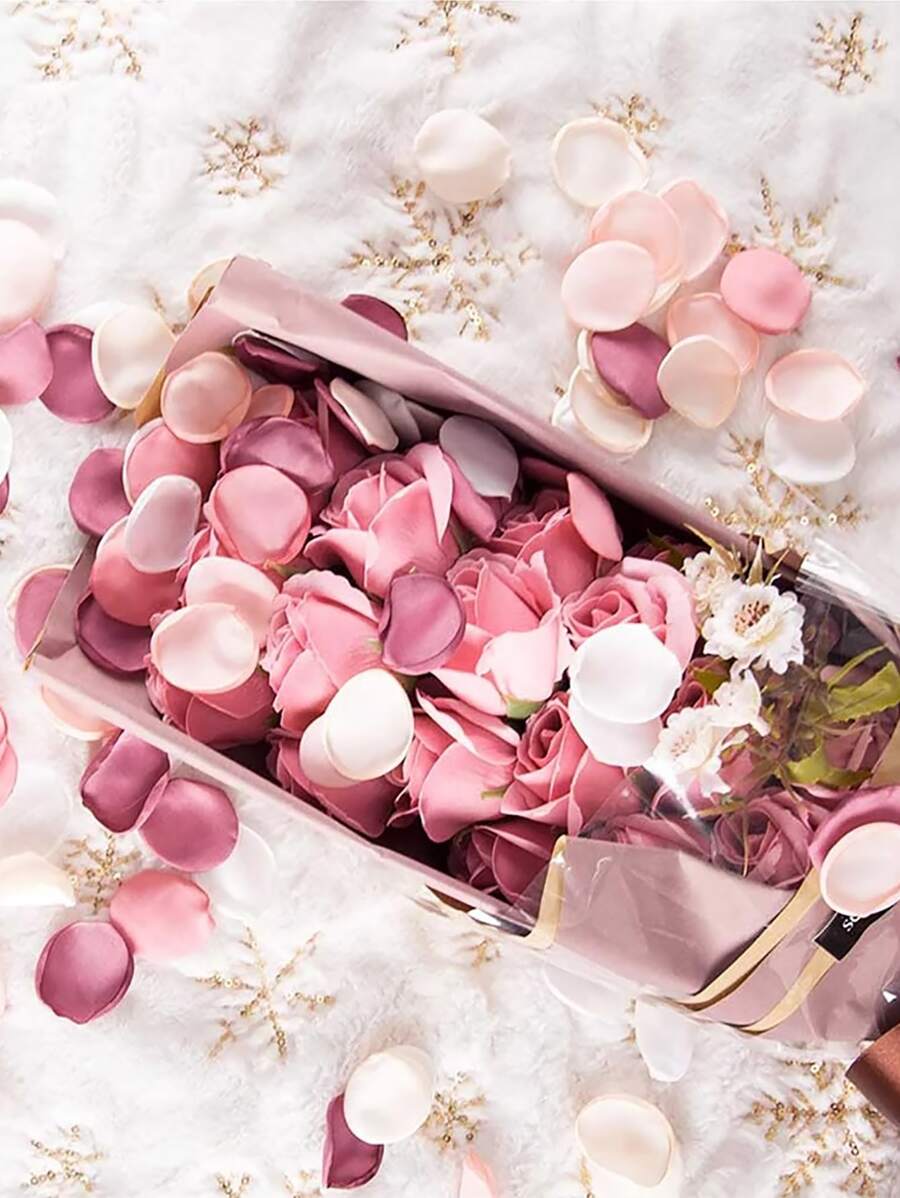 100pcs Random Throwing Confetti, Artificial Flower Petal Confetti For Party Decor,Christmas - Multicolor - View 1