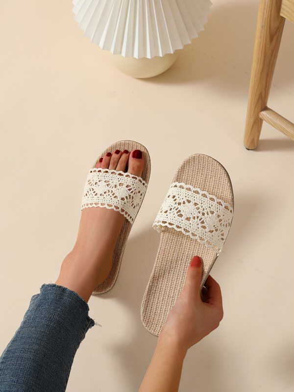 Linen Circuit Board Pattern Slippers, Comfortable Lightweight For Indoor Use, Suitable For Couples, Four Seasons