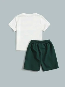 SHEIN Young Boy Tropical Print Top & Shorts Set - Multicolor - View 2