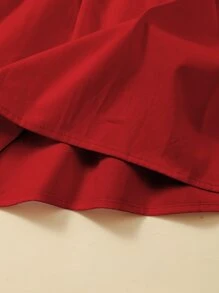 SHEIN Bébé Fille Robe À Fines Brides Froncé À Nœud Papillon - Rouge - Voir 5