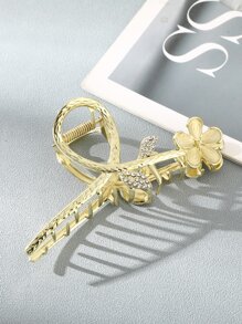 Rhinestone & Flower Decor Hair Claw - Vàng - Xem 2