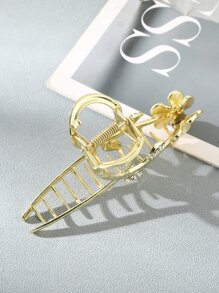 Rhinestone & Flower Decor Hair Claw - Vàng - Xem 4