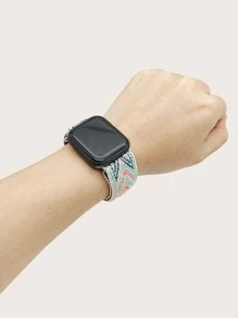 1入組樣式編織尼龍Apple Watch錶帶，帶有可調節式扣環，適用於49/45/44/42/41/40/38mm的Apple Watch錶帶，與Apple Watch Ultra/SE 8/7/6/5/4/3/2/1的錶帶兼容 - 彩色 - 查看 3