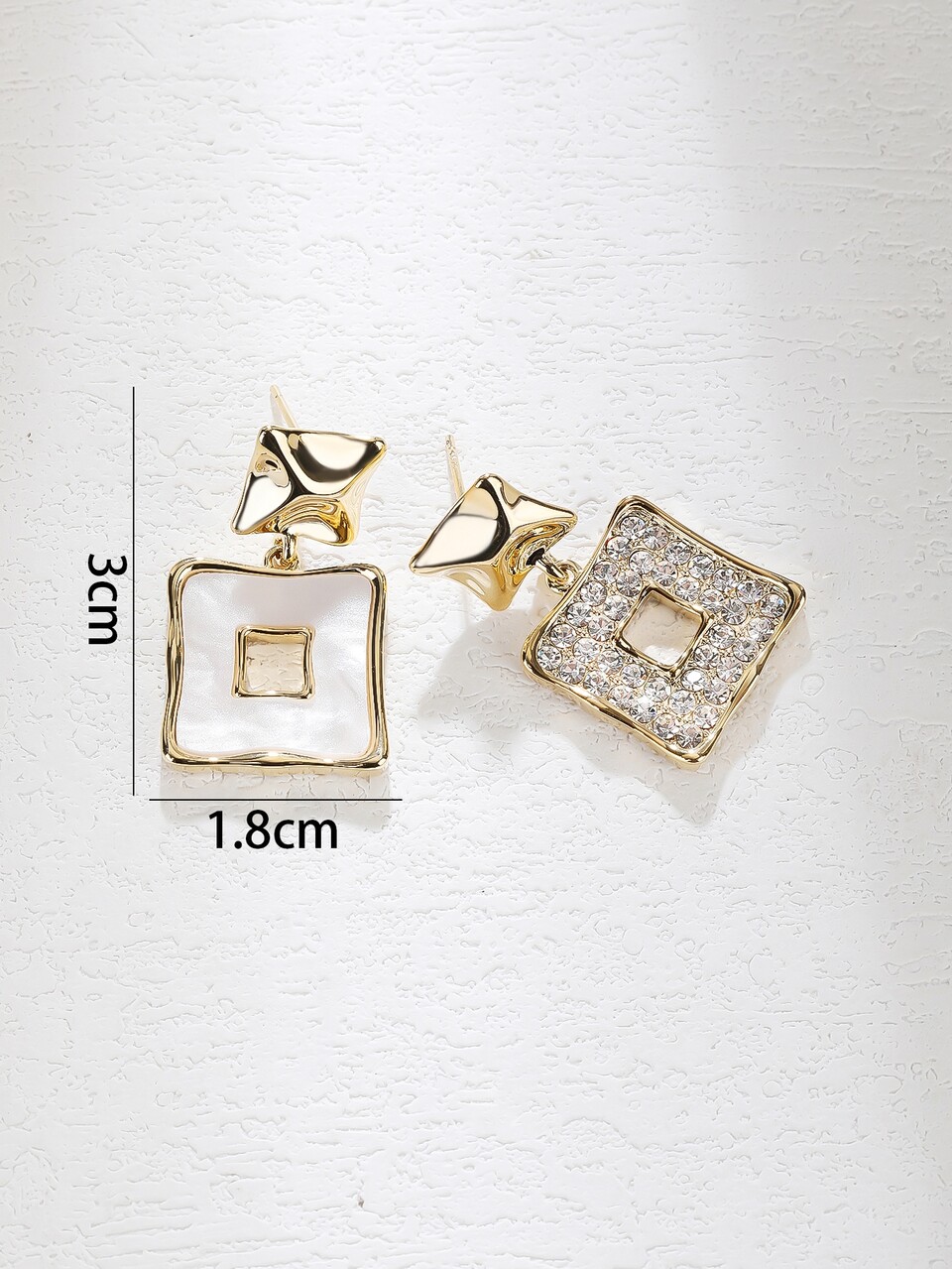 Rhinestone Decor Square Drop Earrings