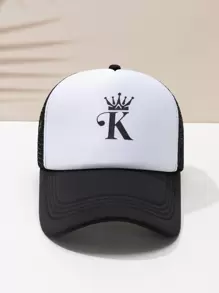 1pc Outdoor Casual Fashion Letter K Printed Mesh Baseball Cap, Breathable UV Protection Adjustable Size Mesh Hat, Suitable For Daily Matching,Summer,Beach,Holiday - Multicolor - View 2