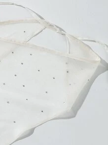 1pc Beach, Holiday Style Rhinestone Headband/Head Wrap Bandanas Head Bandana Hair Scarf, School Stuff, College Fall Winter Hair Band Hair Accessories For Women For Vacation Outfits Woman - White - View 4