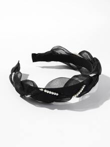 Faux Pearl Decor Headband For Daily Use For Girls Hairstyles Casual Elegant,Hairband,Hair Hoop,Hair Accessories Headbands, Black Head Accessories - Black - View 3