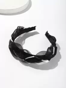 Faux Pearl Decor Headband For Daily Use For Girls Hairstyles Casual Elegant,Hairband,Hair Hoop,Hair Accessories Headbands, Black Head Accessories - Black - View 5