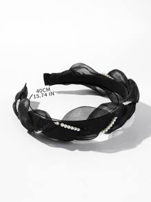 Faux Pearl Decor Headband For Daily Use For Girls Hairstyles Casual Elegant,Hairband,Hair Hoop,Hair Accessories Headbands, Black Head Accessories - Black - View 7