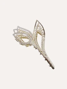 水鑽和珍珠花朵設計髮爪