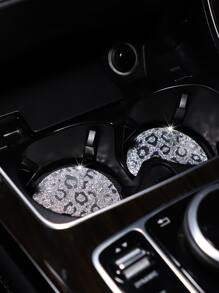 2 piezas Posavasos de coche con estampado de leopardo - Plateado - Ver 4