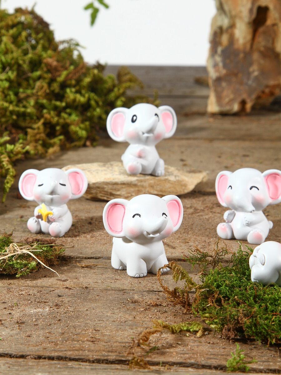 6pcs Elephant Shaped Micro Landscape Ornament - Multicolor - View 1