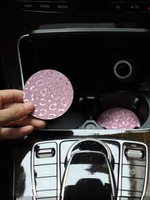 MEIKAXIU 2pcs Leopard Print Car Coaster - Pink - View 2
