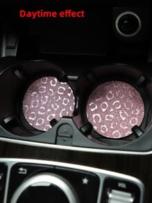 MEIKAXIU 2pcs Leopard Print Car Coaster - Pink - View 6