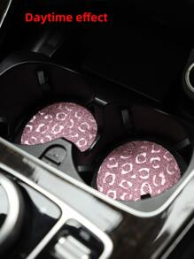 MEIKAXIU 2pcs Leopard Print Car Coaster - Pink - View 7