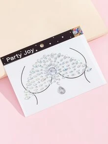 Party Joy 1 對胸前水鑽貼紙,音樂節泳裝派對專用化妝 - 彩色 - 查看 3