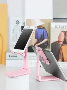 Giá đỡ điện thoại để bàn có thể thu vào màu rắn - Hồng - Xem 1