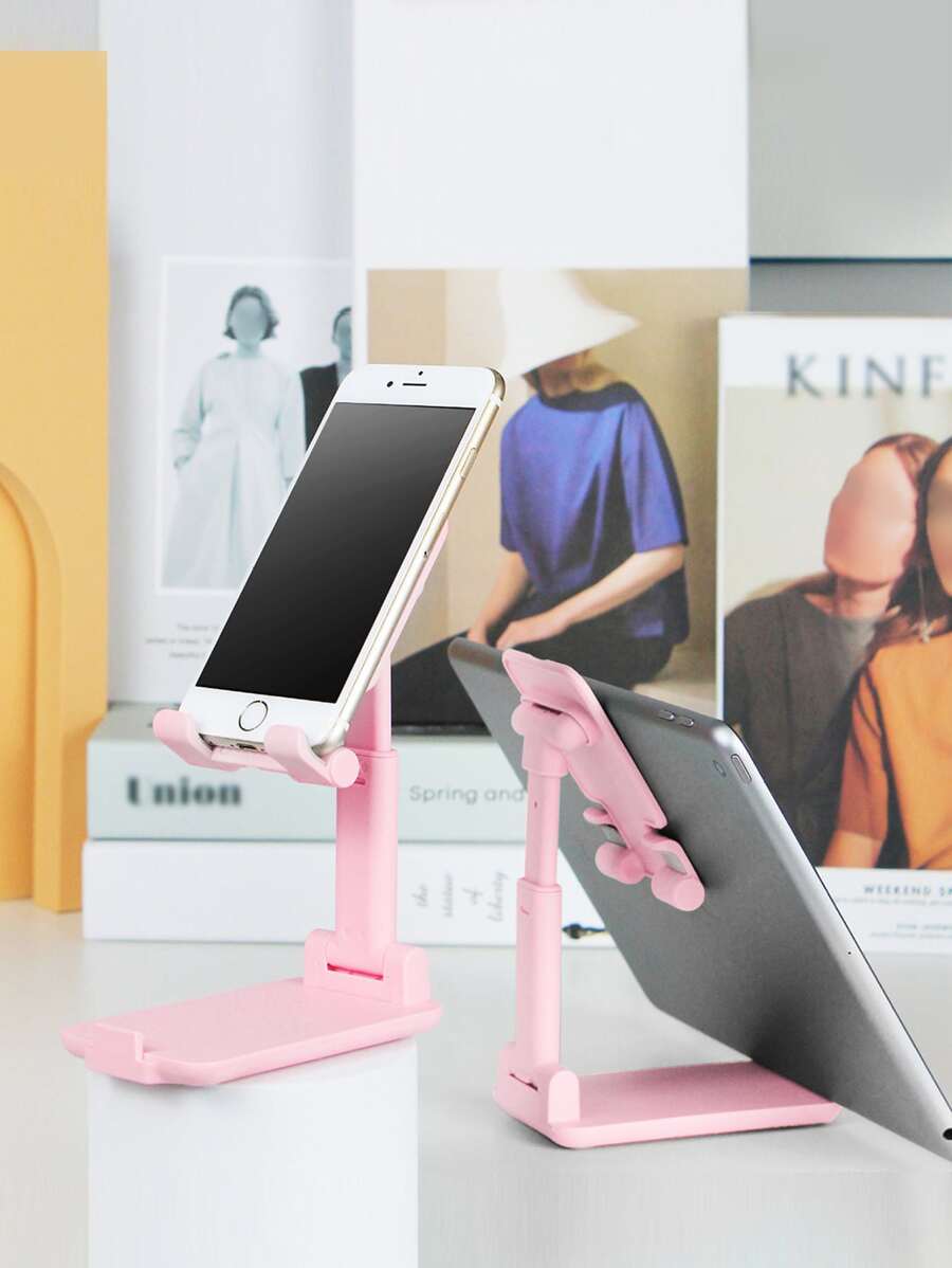 Giá đỡ điện thoại để bàn có thể thu vào màu rắn - Hồng - Xem 1