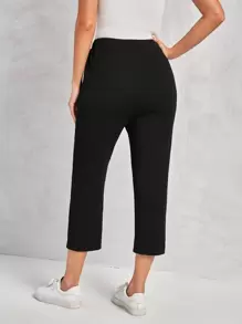 EMERY ROSE Solid Split Side Capri Pants - Black - View 2