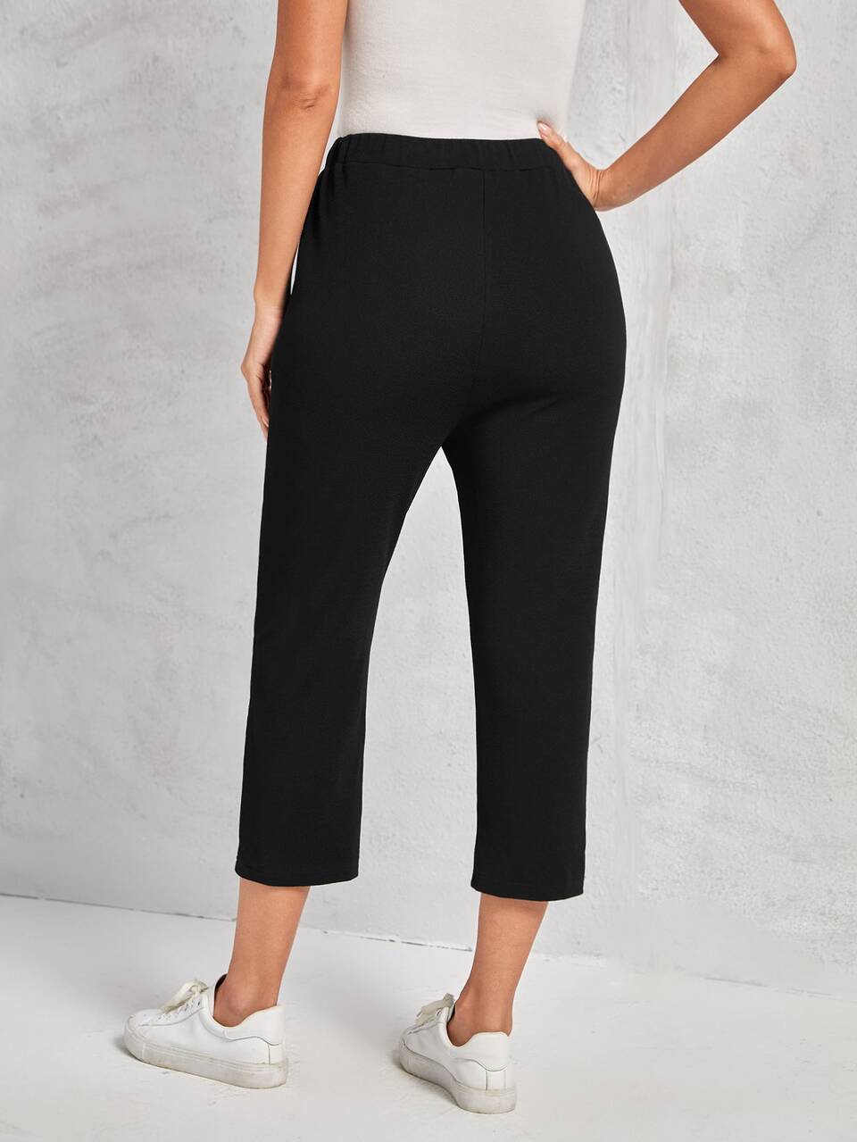 Solid Split Side Capri Pants