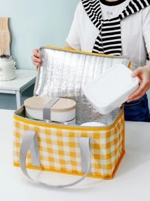 1入組格子圖案保溫飯袋 - 彩色 - 查看 3