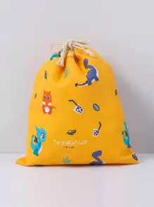 1入組恐龍圖案旅行包裝袋卡通可愛滌綸衣服旅行收納袋