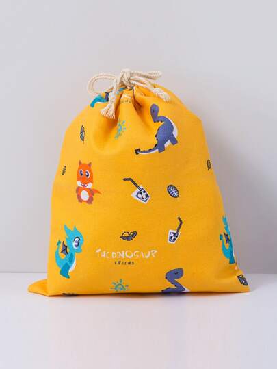 1入組恐龍圖案旅行包裝袋卡通可愛滌綸衣服旅行收納袋