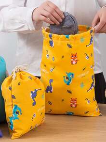 1入組恐龍圖案旅行包裝袋卡通可愛滌綸衣服旅行收納袋