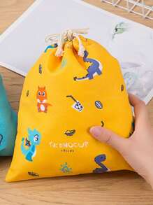 1入組恐龍圖案旅行包裝袋卡通可愛滌綸衣服旅行收納袋