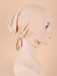 素色頭巾帽 - 米色 - 查看 3