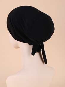 Solid Head Wrap Bonnet Hair Bonnet Turban - Black - View 2