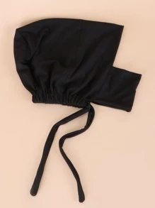 1入組女士純色休閒頭巾，日常生活禮帽儀表頭巾 - 黑色 - 查看 2