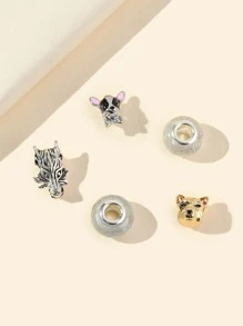 5 piezas DIY con diseño de cabeza de animal cuenta - Multicolor - Ver 2