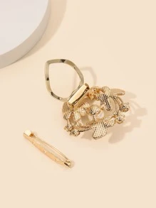 水鑽蝴蝶裝飾圍巾扣 - 金色 - 查看 2