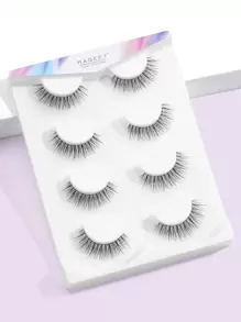 MAGEFY 4 Pairs Of Natural Full False Eyelashes, Fluffy Slim For Everyday Use Manga Eyelashes, Travel Essentials Strip Lashes, Lashes, Eyelashes, Fake Lashes - Black - View 2