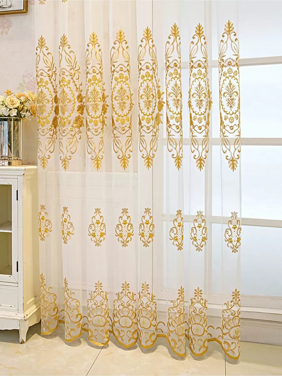 Rèm đơn bảng thêu hoa - Nhiều màu - Xem 1