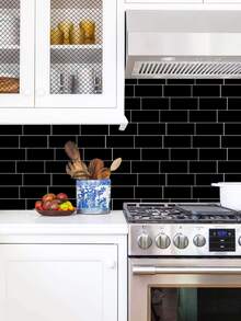 WoStick 1pc Brick Pattern Kitchen Sticker, Black Self Adhesive Peel And Stick Tile For Kitchen Decor - Black - View 5