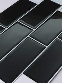 WoStick 1pc Brick Pattern Kitchen Sticker, Black Self Adhesive Peel And Stick Tile For Kitchen Decor - Black - View 6