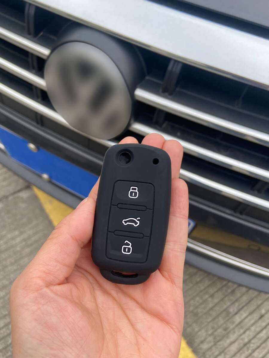 Funda de silicona para llavero de coche para Skoda Polo - Negro - Ver 1