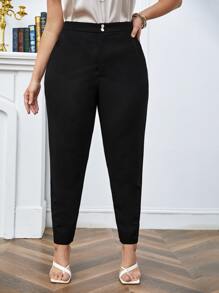 SHEIN Frenchy 秋冬高腰西装裤 - 黑色 - 查看 3