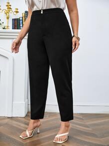 SHEIN Frenchy 秋冬高腰西装裤 - 黑色 - 查看 1