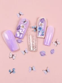 Nâng cấp diện mạo của bạn với nghệ thuật trang trí móng tay hình máy bay 1 hộp gỗ vụn hình bướm, hoa lá, trang trí móng tay cho phụ nữ và trẻ em gái - Nhiều màu - Xem 3