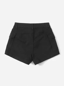 素色翻蓋口袋牛仔短褲