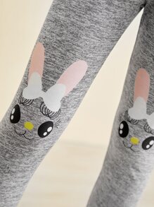 Toddler Girls Rabbit Print Leggings - Grey - View 5