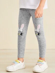Toddler Girls Rabbit Print Leggings - Grey - View 6